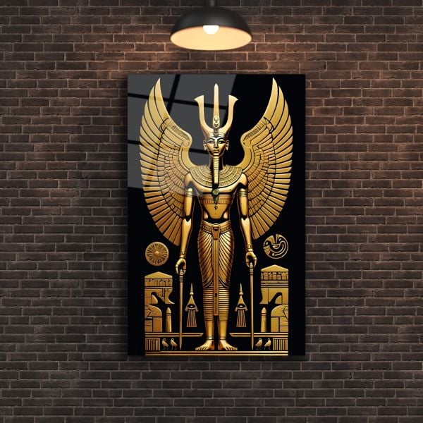Antik Mısır Altın Pharaoh Cam Tablo