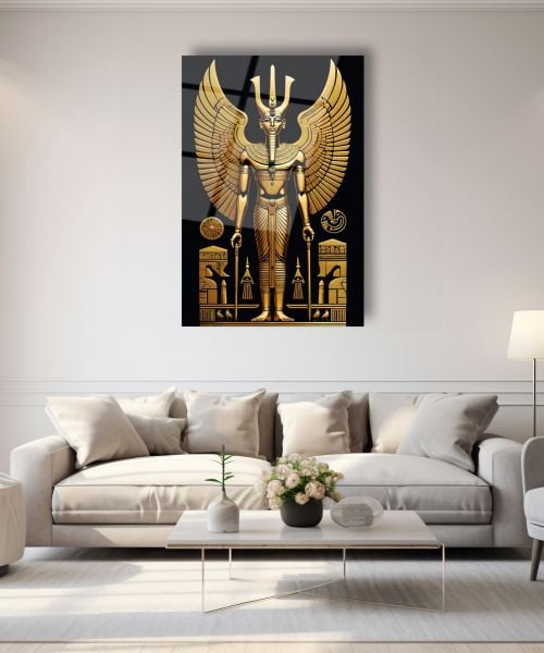 Antik Mısır Altın Pharaoh Cam Tablo