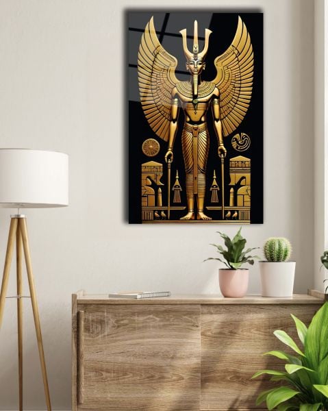 Antik Mısır Altın Pharaoh Cam Tablo