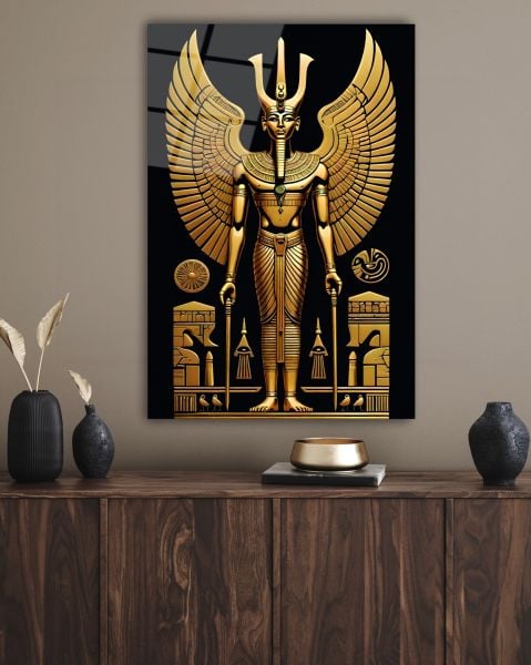Antik Mısır Altın Pharaoh Cam Tablo