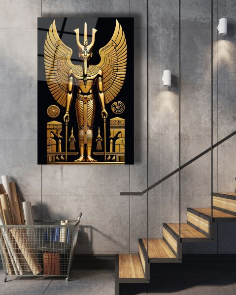 Antik Mısır Altın Pharaoh Cam Tablo