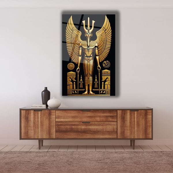 Antik Mısır Altın Pharaoh Cam Tablo