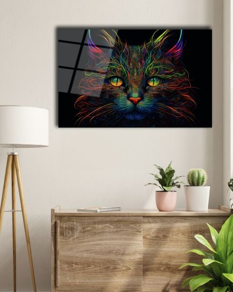 Renkli Kedi Cam Tablo