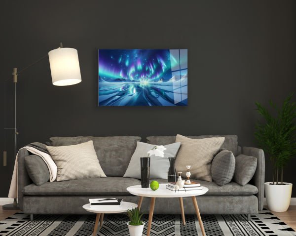 Kutup Işıkları Cam Tablo