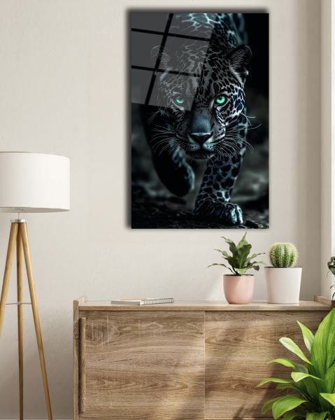 Koyu Leopar Cam Tablo