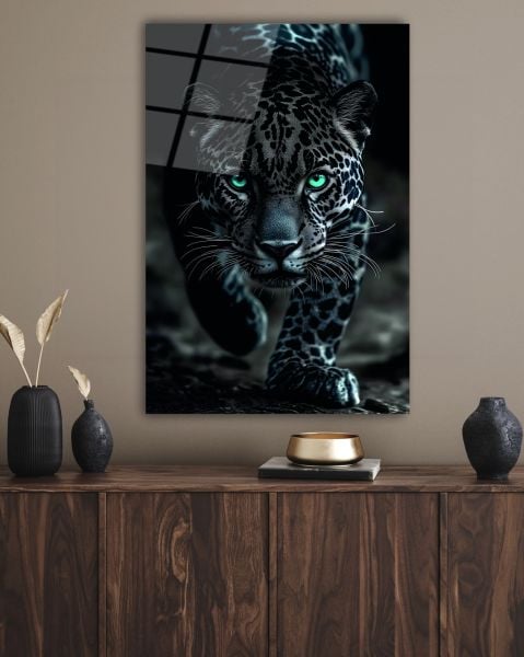 Koyu Leopar Cam Tablo