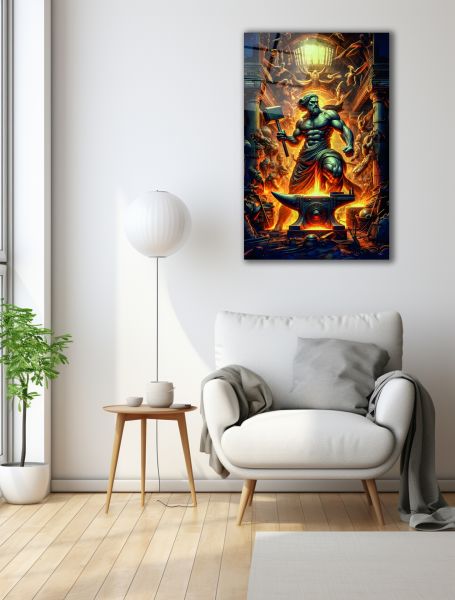 Hephaistos Yunan Tanrısı Cam Tablo