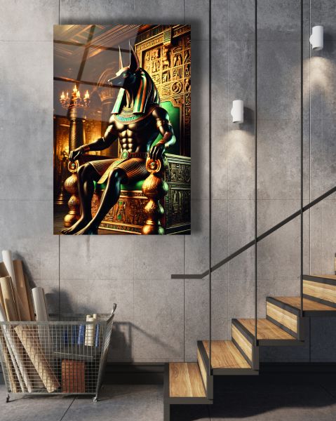 Antik Mısır Mitolojisi Anubis Cam Tablo