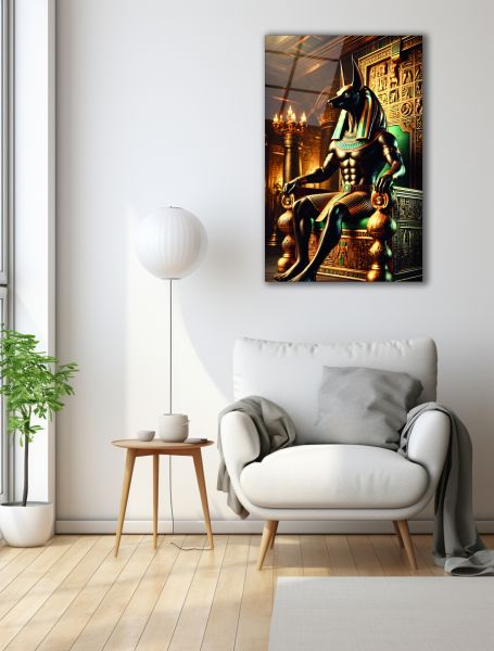 Antik Mısır Mitolojisi Anubis Cam Tablo