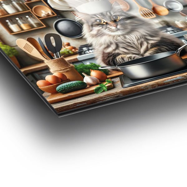 Aşçı Kedi Cam Tablo