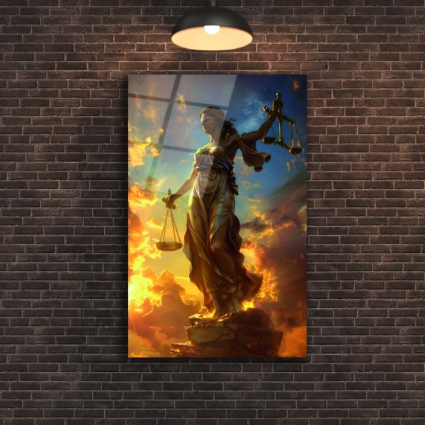 Themis Adalet Tanrıçası Cam Tablo