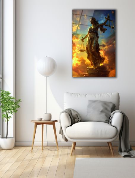 Themis Adalet Tanrıçası Cam Tablo