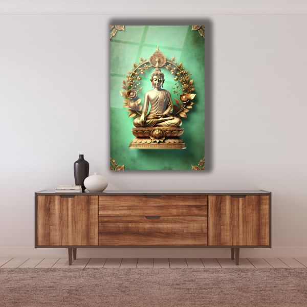 Altın Buddha Cam Tablo