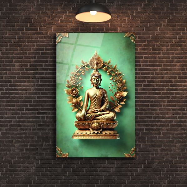 Altın Buddha Cam Tablo