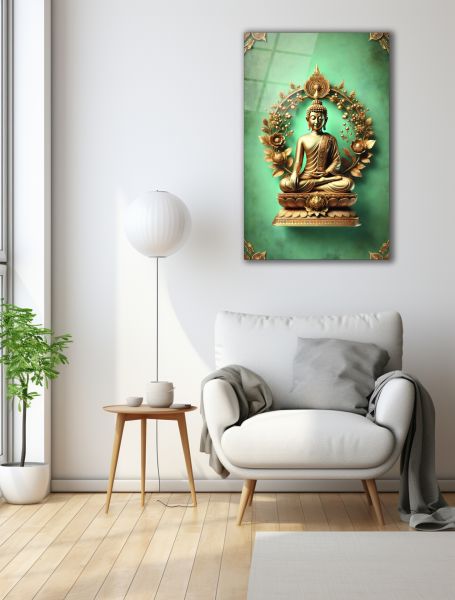 Altın Buddha Cam Tablo