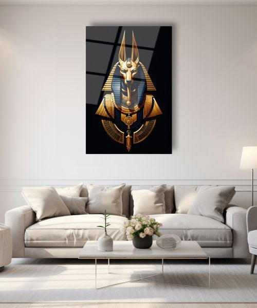 Antik Mısır Mitolojisi Anubis Cam Tablo
