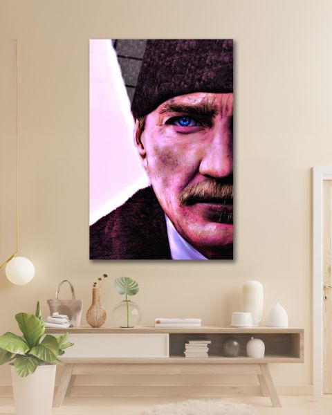 Atatürk Yarım Yüz Portresi Cam Tablo