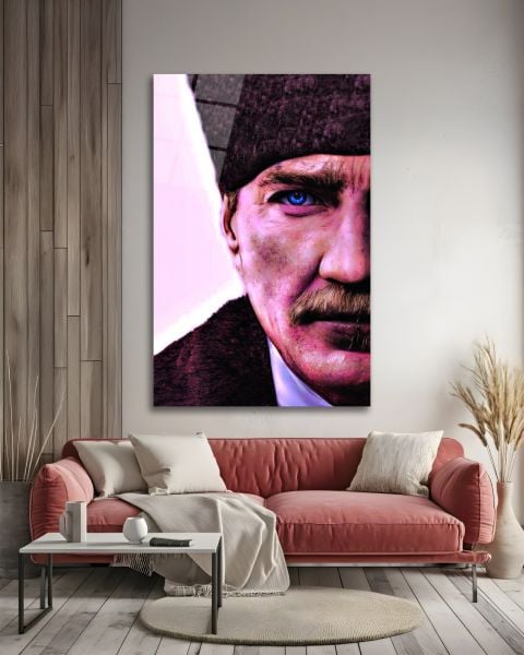 Atatürk Yarım Yüz Portresi Cam Tablo