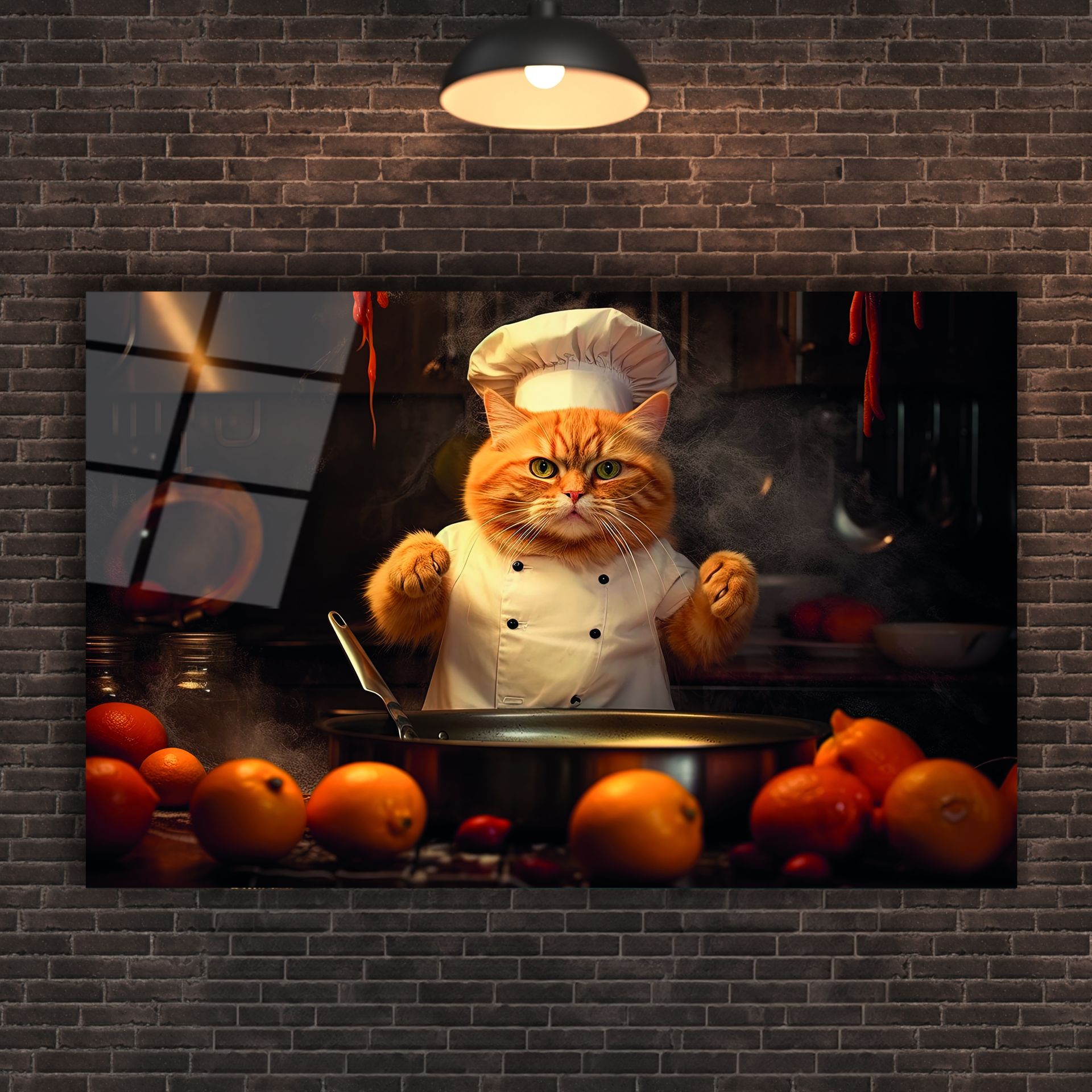 Aşçı Kedi Cam Tablo