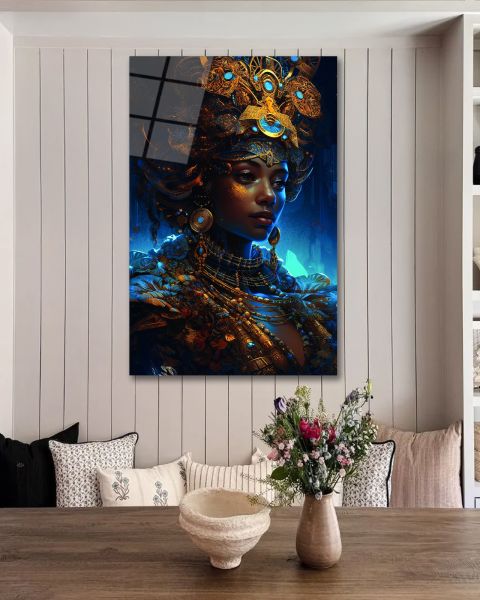 Afrikalı Modern Kadın Cam Tablo