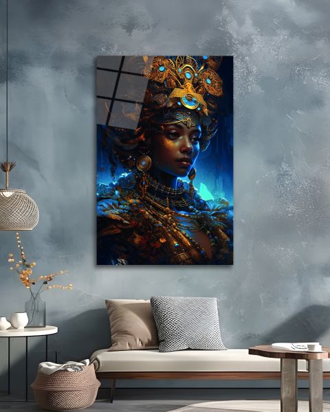 Afrikalı Modern Kadın Cam Tablo