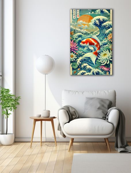 Koi Balığı Cam Tablo