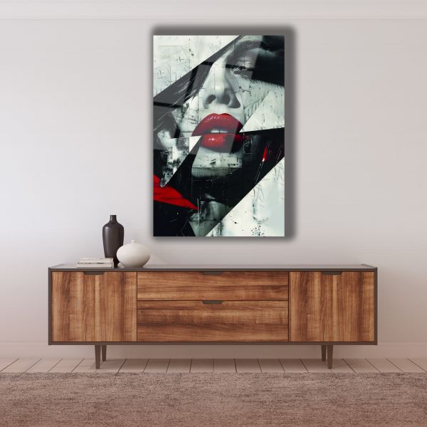 Soyut Kadın Cam Tablo
