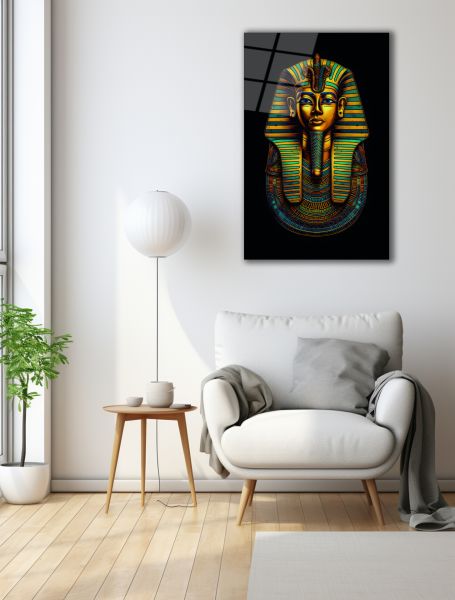 Antik Mısır Pharaoh Portre Cam Tablo