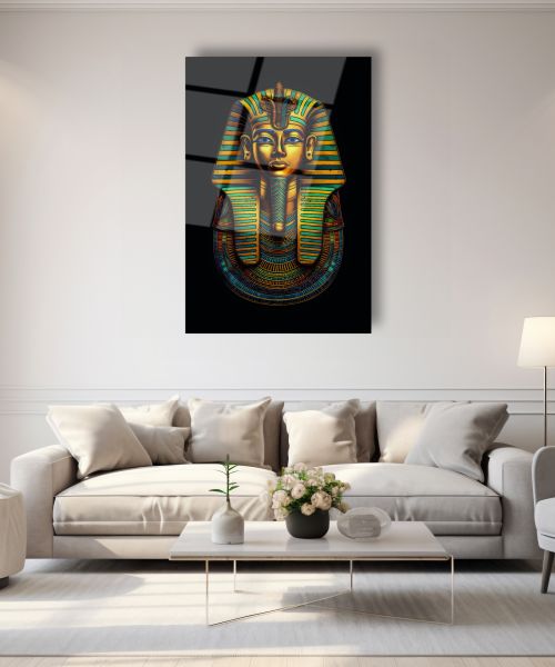 Antik Mısır Pharaoh Portre Cam Tablo