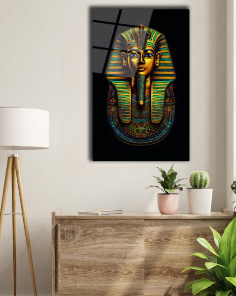 Antik Mısır Pharaoh Portre Cam Tablo