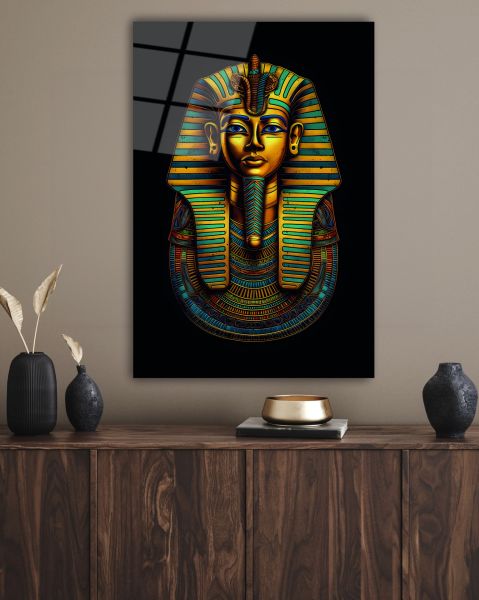 Antik Mısır Pharaoh Portre Cam Tablo