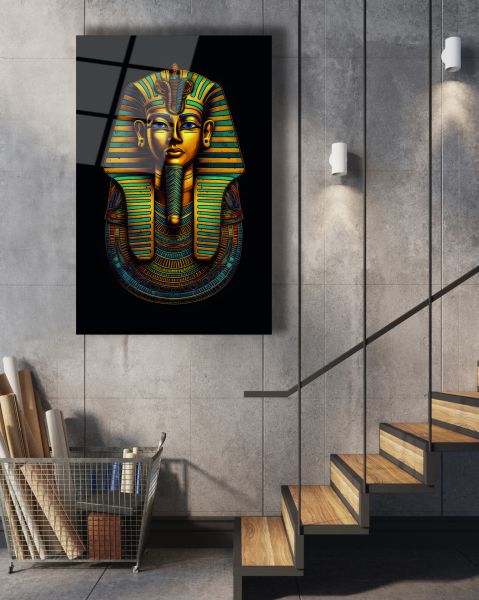 Antik Mısır Pharaoh Portre Cam Tablo