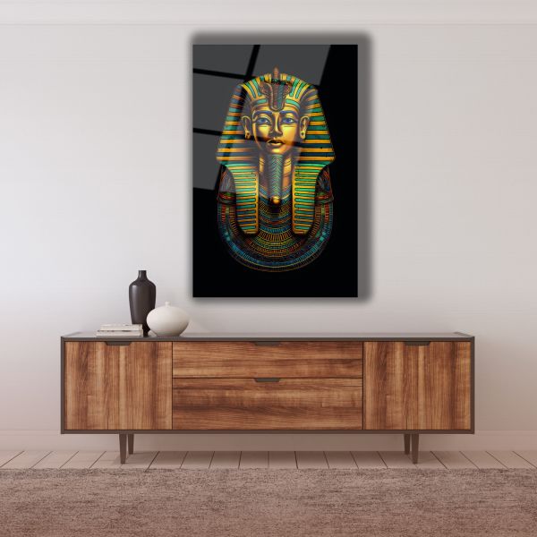 Antik Mısır Pharaoh Portre Cam Tablo