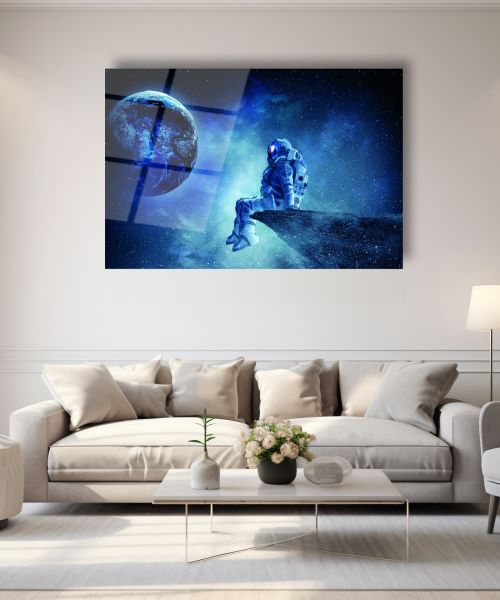 Uzay ve Astronot Cam Tablo