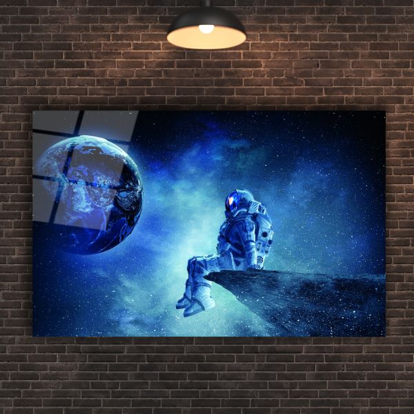 Uzay ve Astronot Cam Tablo