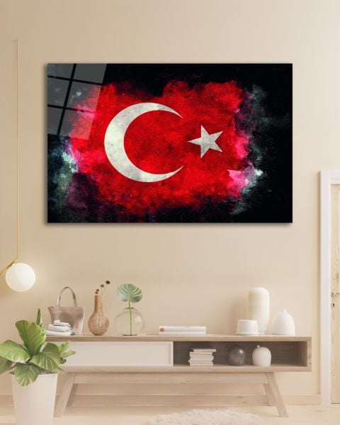 Türk Bayrağı Cam Tablo