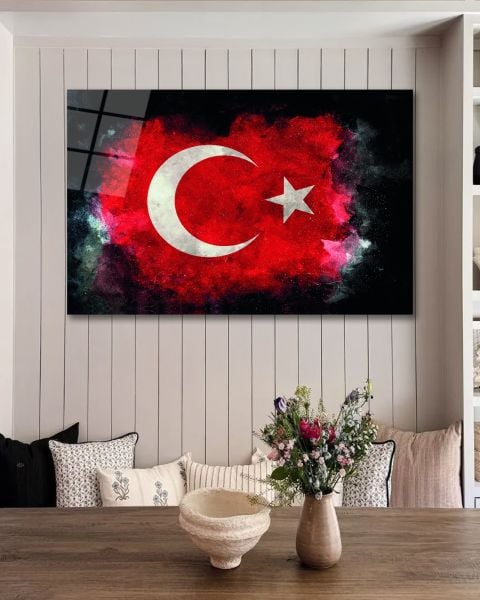 Türk Bayrağı Cam Tablo