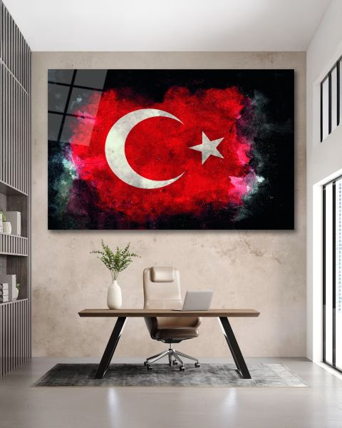 Türk Bayrağı Cam Tablo