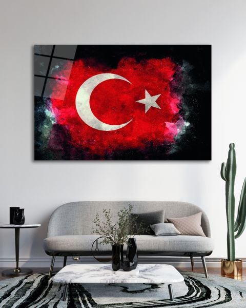Türk Bayrağı Cam Tablo