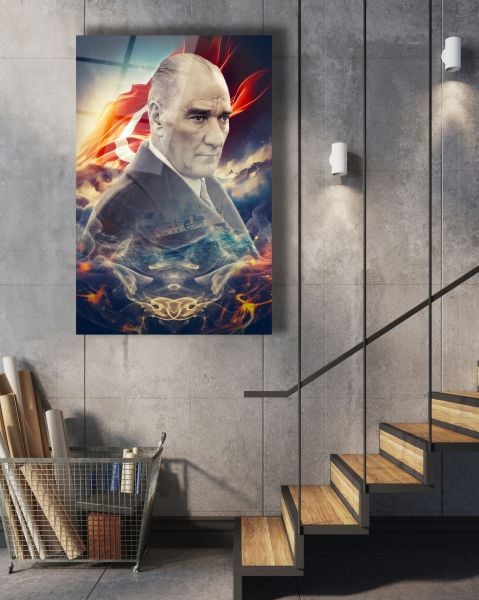 Atatürk Portre Cam Tablo