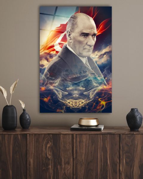 Atatürk Portre Cam Tablo