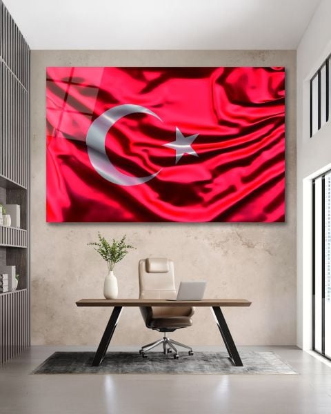 Türk Bayrağı Cam Tablo
