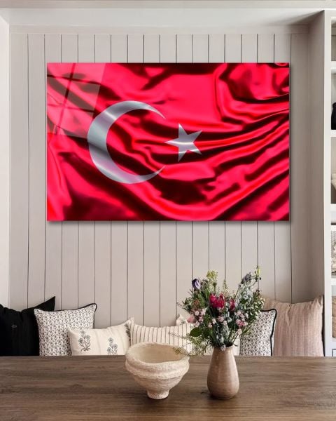 Türk Bayrağı Cam Tablo