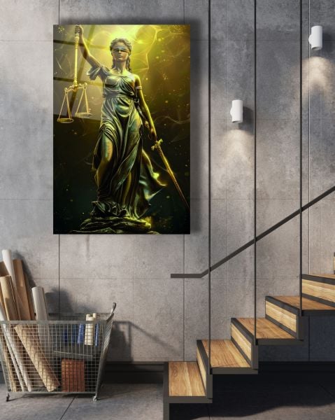 Themis Adalet Tanrıçası Cam Tablo