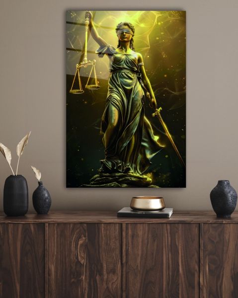 Themis Adalet Tanrıçası Cam Tablo