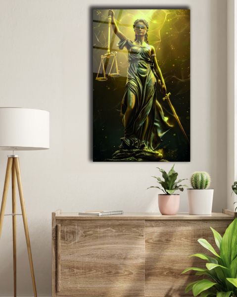 Themis Adalet Tanrıçası Cam Tablo