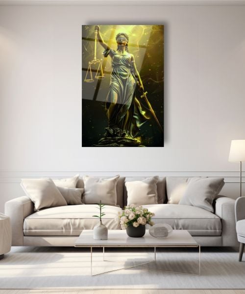 Themis Adalet Tanrıçası Cam Tablo