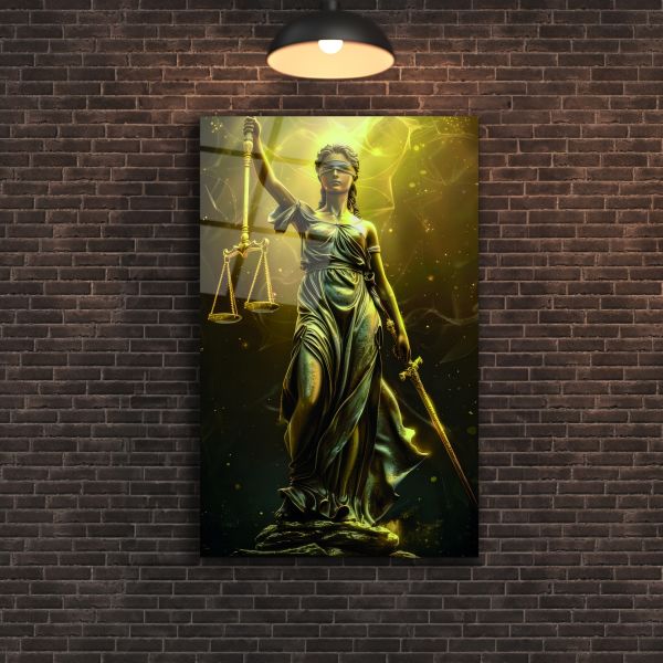 Themis Adalet Tanrıçası Cam Tablo