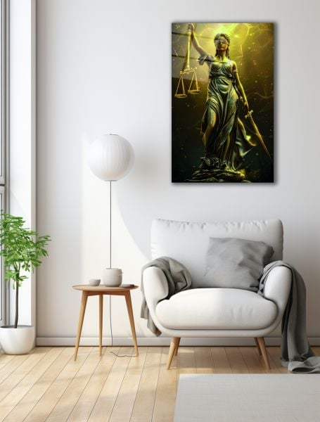 Themis Adalet Tanrıçası Cam Tablo