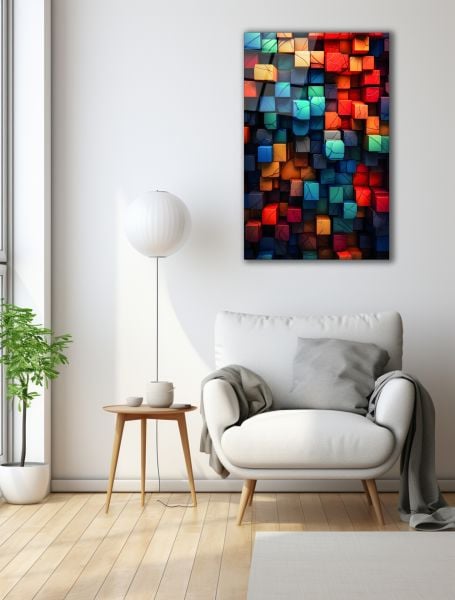 Geometrik Desen Soyut Cam Tablo